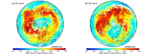 Affaiblissement record de la couche d’ozone dans l’Hémisphère Nord