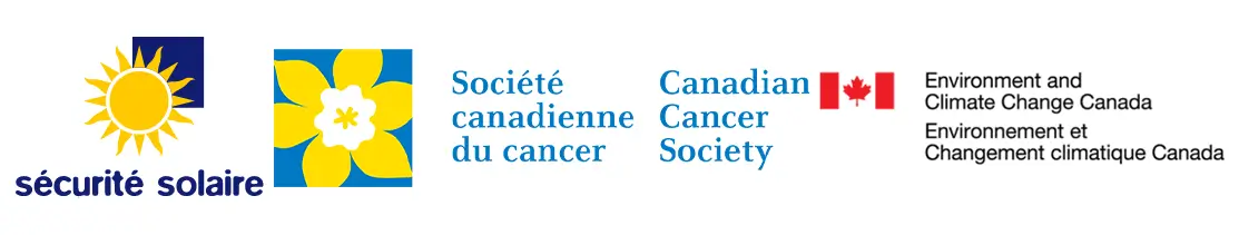 Logo sécurité solaire, société canadienne du cancer, environnement et changement climatique canada